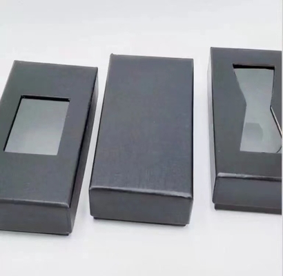 CDR AI PSD Schwarz-rechteckige Pappgeschenkbox mit transparentem Deckel