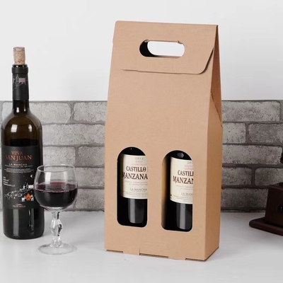 10cm*35cm*10cm Wein-Flaschen-Papiertüte-biologisch abbaubare 2 Flaschen-Wein-Geschenk-Tasche