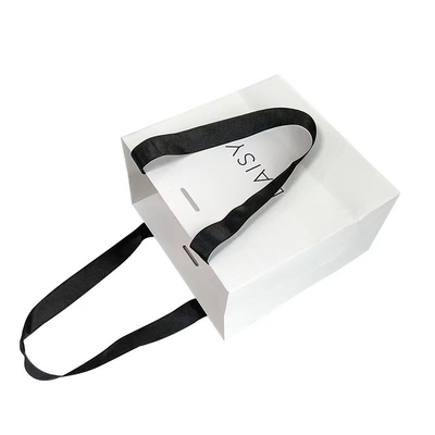 Prägungsband-Griff-kosmetische Papiertüte-Weißbuch-Fördermaschinen-Taschen